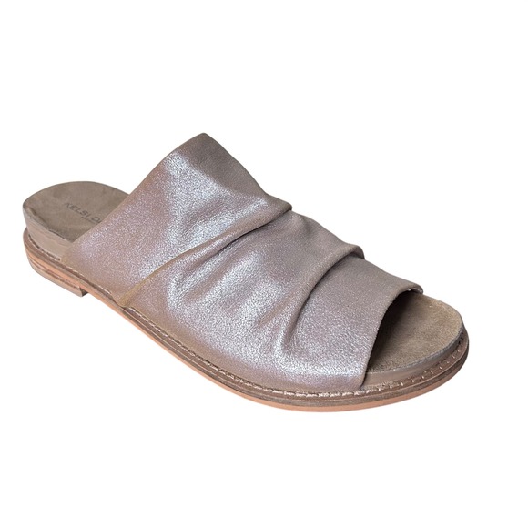Kelsi Dagger Brooklyn Shoes - Kelsi Dagger Sandals Size 9 Brooklyn Beige Metallic Taupe Ruched Slide